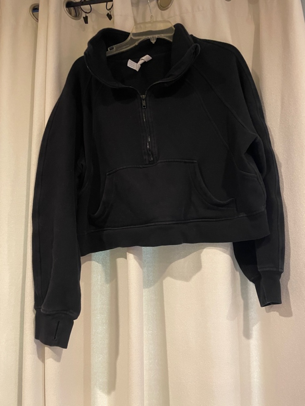 CRZ YOGA Black Half-Zip Cropped Sweatshirt US size 8/10